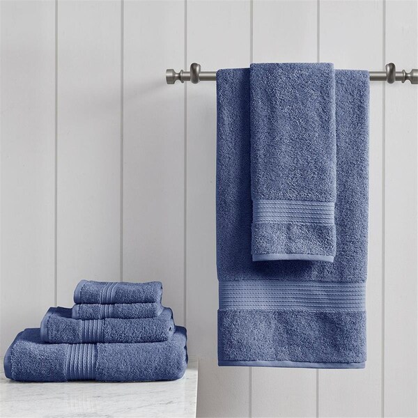 Madison Park 100 Percent Cotton 6 Piece Towel Set, Navyd - MP73-7472