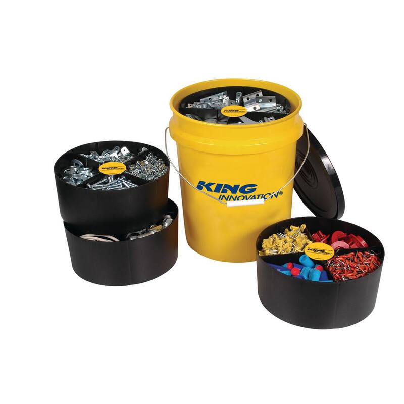 King Innovation Contractor Storage Organizer Pail with Lid and Trays - 47502
