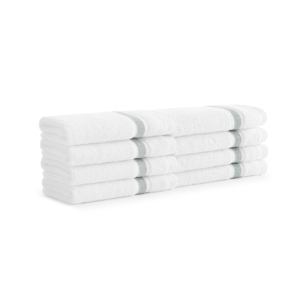 Monarch Brands Aegean Recycled Washcloths 13in x 13in - Stripe, Dark Sage Green, 8PK - P-WC-RT-1313-DS