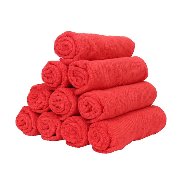 Monarch Brands Microfiber Hand Towels, 16in x 27in - Red, 12PK - PNP915105R