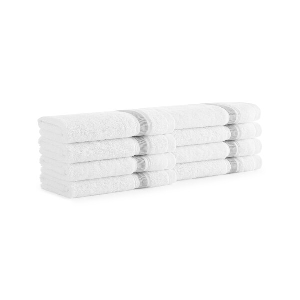 Monarch Brands Aegean Recycled Washcloths 13in x 13in - Stripe, Light Gray, 8PK - P-WC-RT-1313-LG