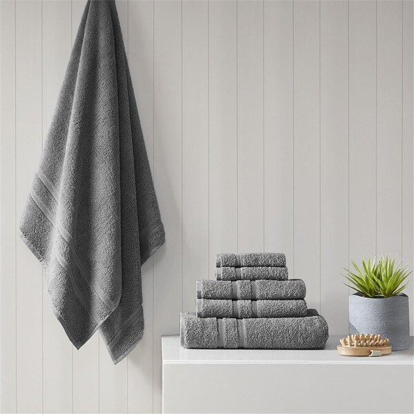 510 Design Charcoal 100 Percent Turkish Cotton Towel Set, 6 Piece - 5DS73-0233