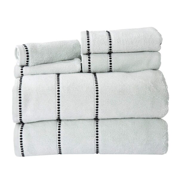 Bedford Home Quick Dry 100 Percent Cotton Zero Twist 6 Piece Towel Set, Seafoam - 67A-76917