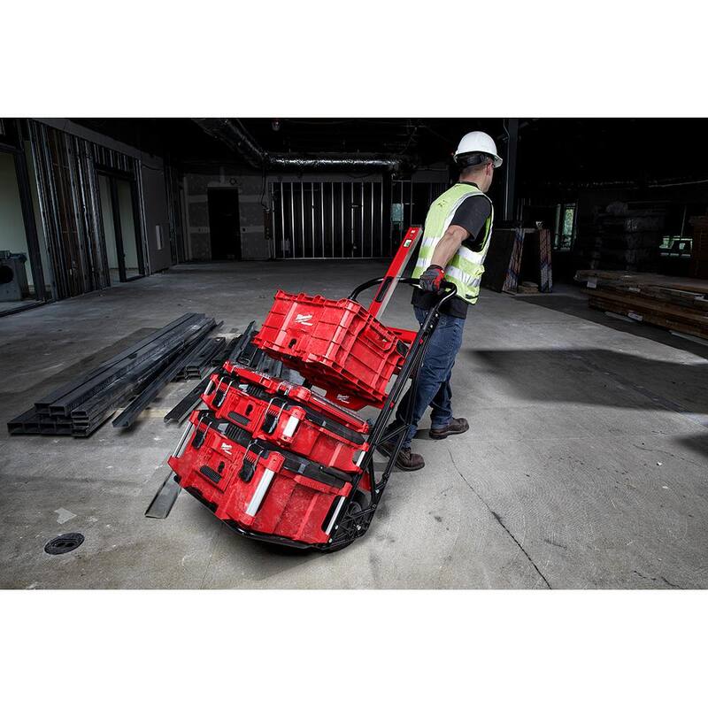 Milwaukee PACKOUT 20 in. 2-Wheel Utility Cart with (2) PACKOUT Tool Storage Crates - 48-22-8415-48-22-8440x2