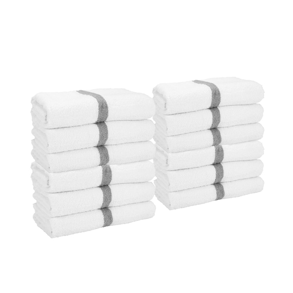 Monarch Brands Gym Power Bath Towels, 22in x 44in, Gray, 60PK - PWR-2244-6GYCS-CS