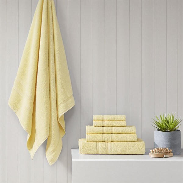 510 Design Yellow 100 Percent Turkish Cotton Towel Set, 6 Piece - 5DS73-0237