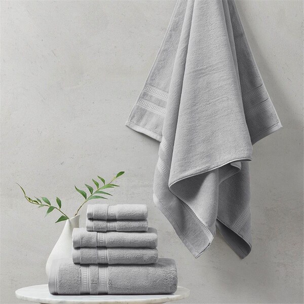 Beautyrest Grey 100 Percent Cotton Feather Soft Towel Set, 6 Piece - BR73-2439