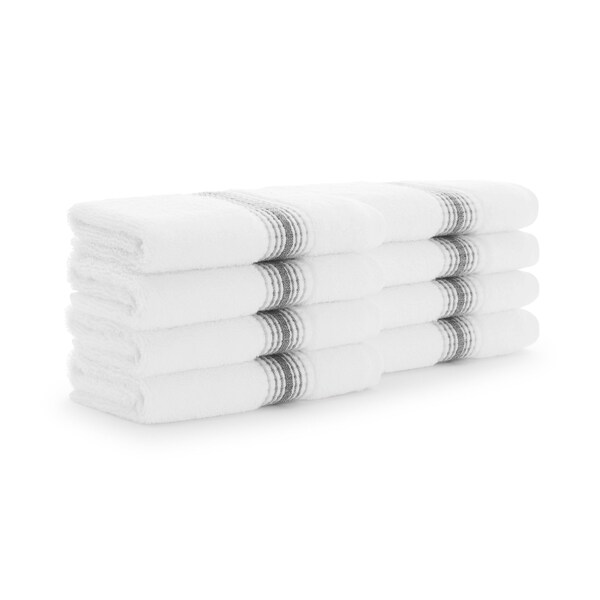 Monarch Brands Turkish Washcloths, 13in x 13in, Striped , Pewter, 8PK - PNP-WC-STT-1313-1-75-PTR