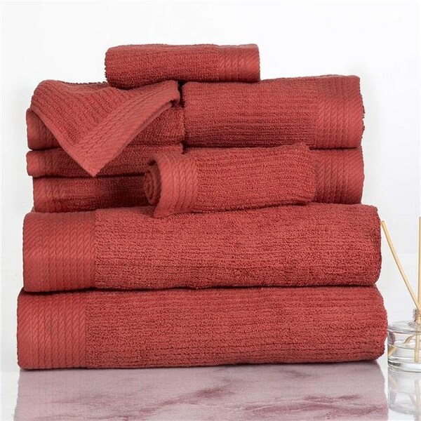 Bedford Home Bedford Home 67A-31183 Ribbed Cotton 10 Piece Towel Set - Brick - 67A-31183