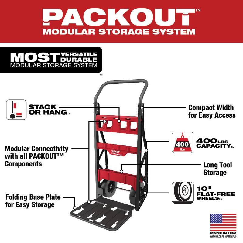 Milwaukee PACKOUT 20 in. 2-Wheel Utility Cart with (3) PACKOUT Tool Storage Crates - 48-22-8415-48-22-8440x3