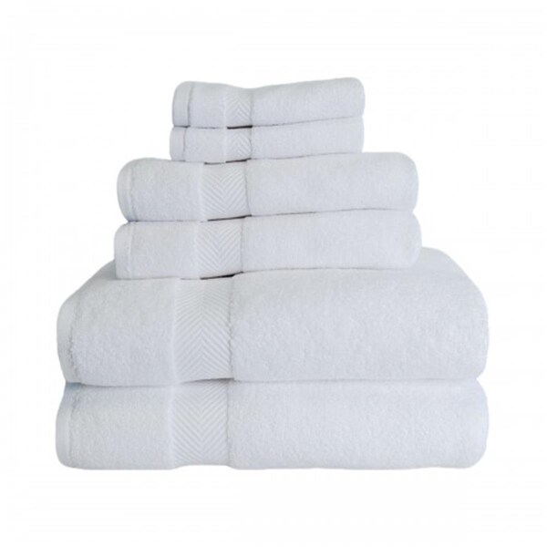 Superior Zero Twist Cotton Towel Set - White, 6 Pieces - ZT 6 PC SET WH