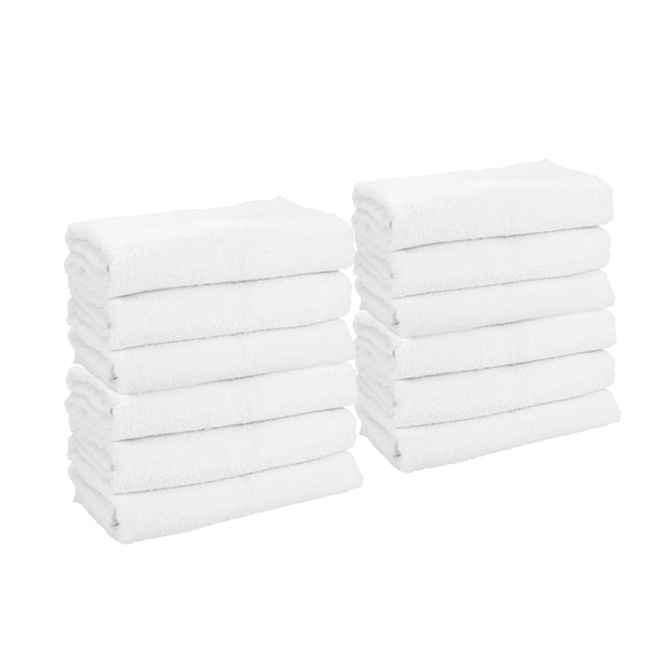 Monarch Brands Gym Power Bath Towels, 22in x 44in, White, 60PK - PWR-2244-6-CS