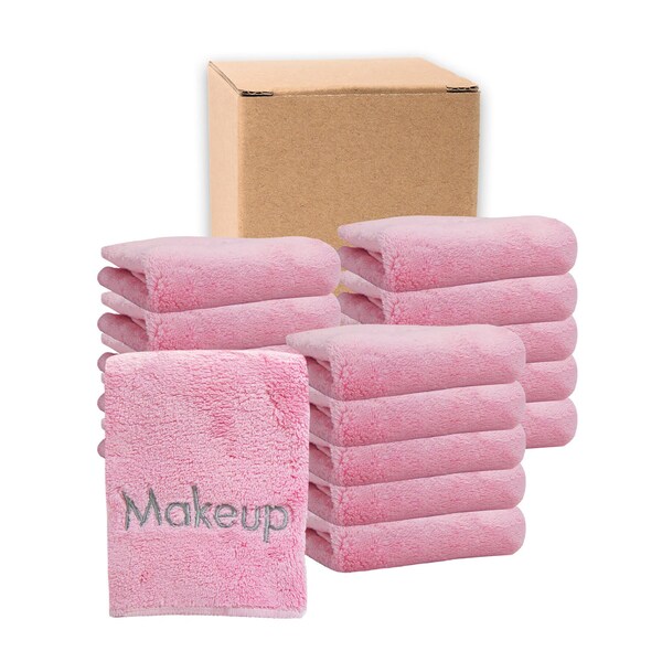 Monarch Brands Makeup Coral Fleece Towels, 13in x 13in , Pink, 108PK - MU-PINK-CS