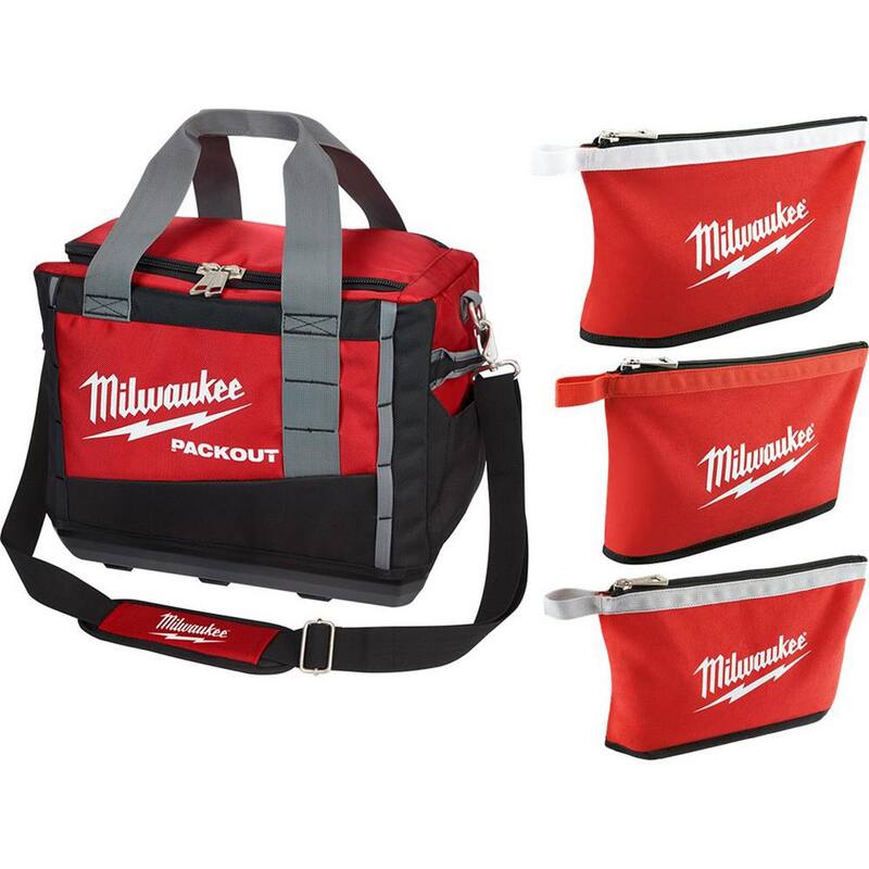 Milwaukee 15 in. PACKOUT Tool Bag/Tote with Zipper Tool Bags in Multi-Color (3-Pack) - 48-22-8321-48-22-8193