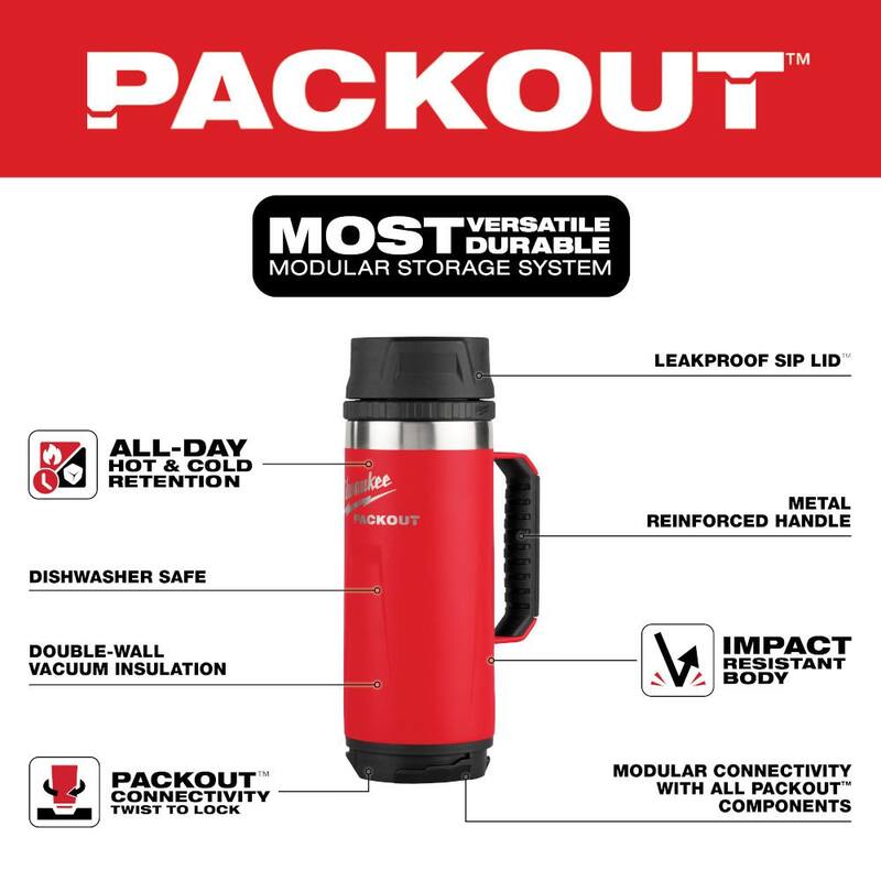 Milwaukee PACKOUT Red 18 Oz. Insulated Mug with Sip Lid - 48-22-8394R