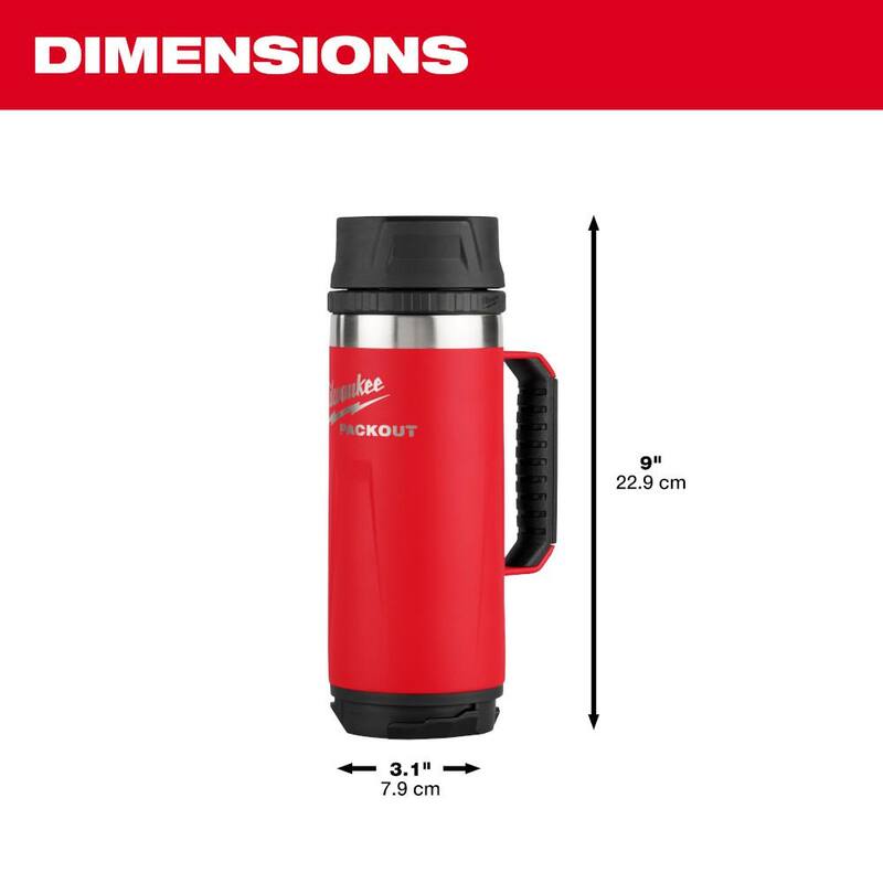 Milwaukee PACKOUT Red 18 Oz. Insulated Mug with Sip Lid - 48-22-8394R