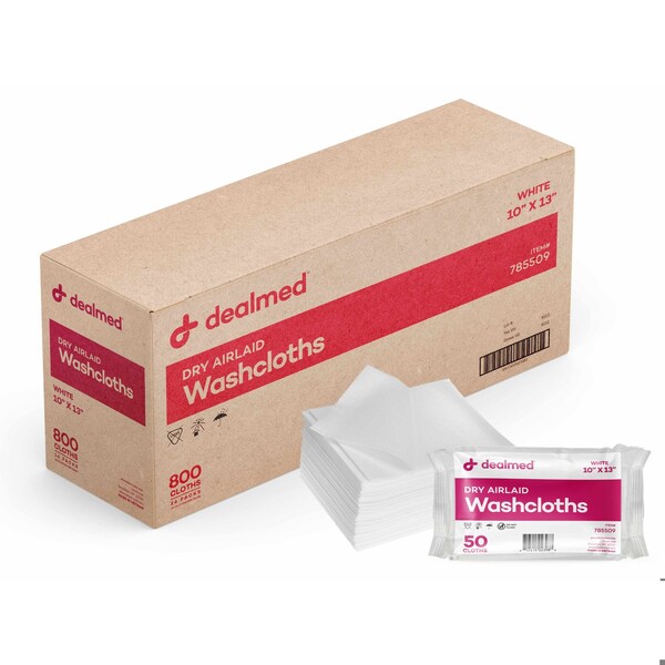 Dealmed Dry Wash Cloths, 10 X 13, 800PK - 785509