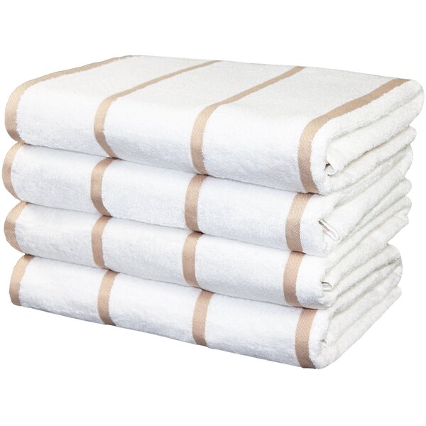 Monarch Brands Las Rayas Towels, 30in x 60in, Beige, 24PK - BT-HS3060-15BG-CS