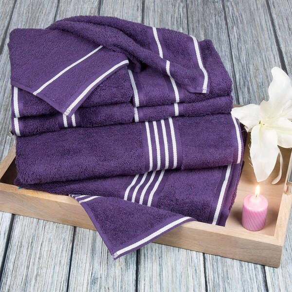 Bedford Home Rio 8 Piece Cotton Towel Set - Eggplant - 67A-53642