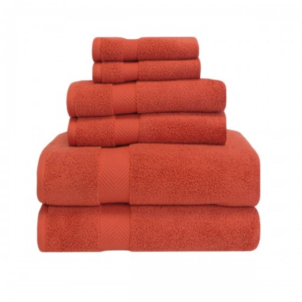 Superior Zero Twist Cotton Towel Set - Brick, 6 Pieces - ZT 6 PC SET BR