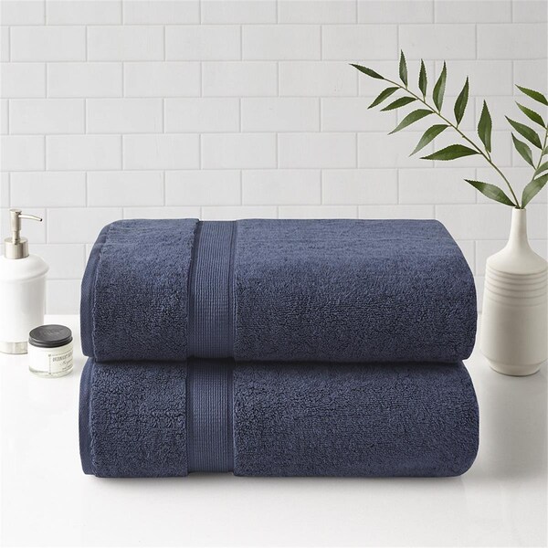 Madison Park Dark Blue 100 Percent Cotton Bath Sheet Set - MPS73-460