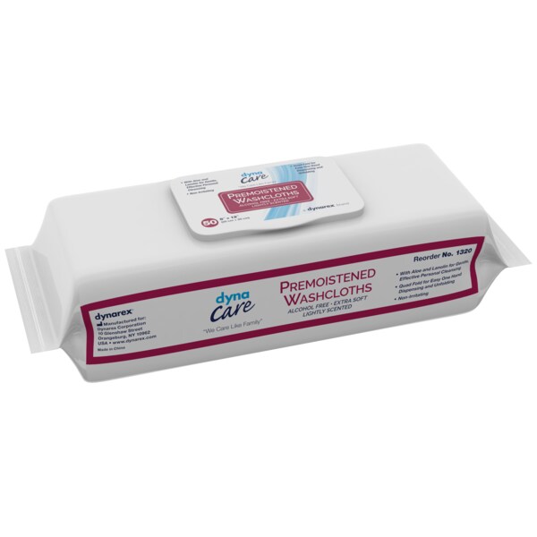 Dynarex Premoistened Adult Washcloths - 8" x 12" - soft pack refills - 1320