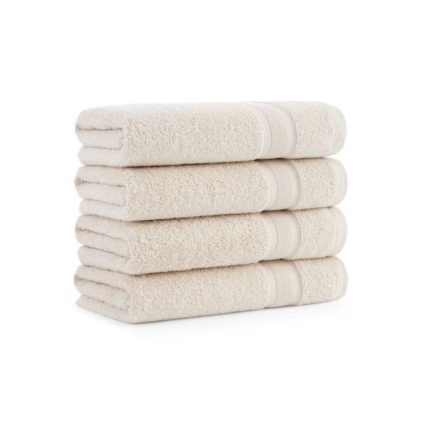 Monarch Brands Aegean Recycled Hand Towels 18in x 30in - Solid, Beige, 4PK - P-HT-RO-1830-BG