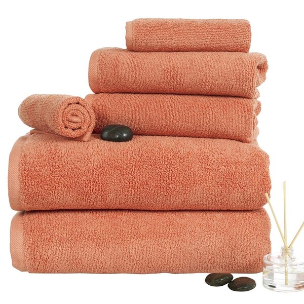 Bedford Home 100 Percent Cotton Zero Twist 6 Piece Towel Set - Brick - 67A-77286