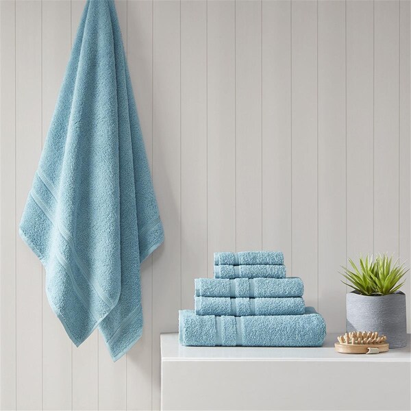 510 Design Aqua 100 Percent Turkish Cotton Towel Set, 6 Piece - 5DS73-0236