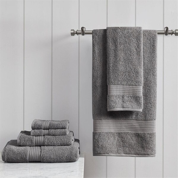 Madison Park 100 Percent Cotton 6 Piece Towel Set, Charcoald - MP73-7473