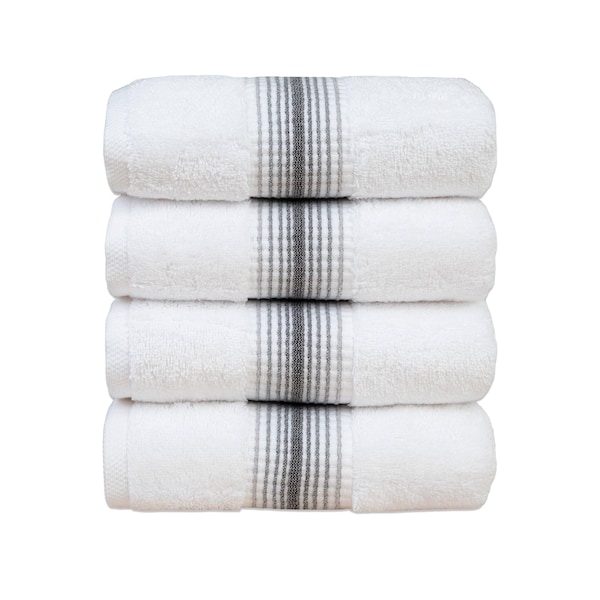 Aston & Arden Turkish STRIPED Grey Hand Towels , 4PK - HT-STT-1832-5.4-PTR