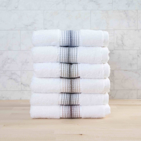 Aston & Arden Turkish STRIPED Grey Hand Towels , 4PK - HT-STT-1832-5.4-PTR