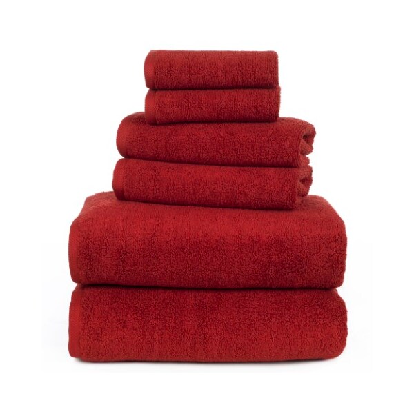 Hastings Home 6-piece 100-percent Cotton Towel Set with 2 Bath Towels, 2 Hand Towels and 2 Washcloths (Burgundy) - 833069XXT