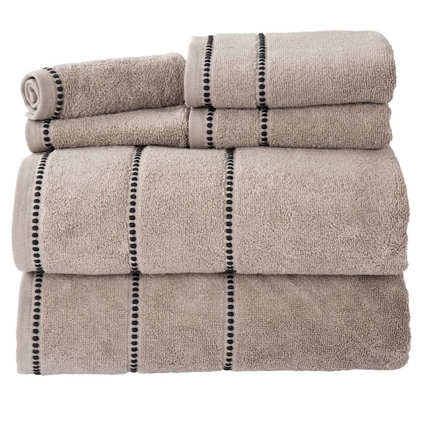 Bedford Home Quick Dry 100 Percent Cotton Zero Twist 6 Piece Towel Set - Taupe - 67A-76894