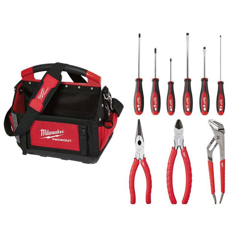 Milwaukee PACKOUT Tote & Hand Tool Set (10-Piece) - 48-22-8315-48-22-2706-48-22-6331