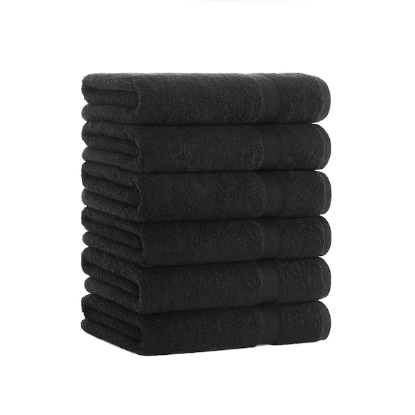 Monarch Brands True Color Bath Towels , Black, 6PK - P-BATH-BK-6