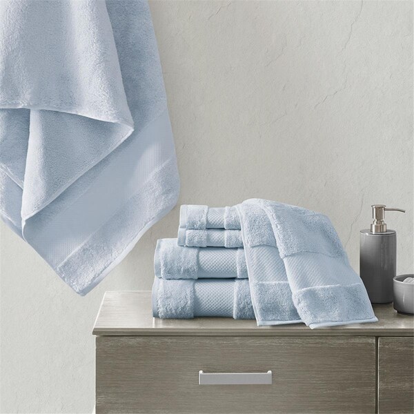 Madison Park Light Blue 100 Percent Cotton Bath Towel Set, 6 Piece - MPS73-455