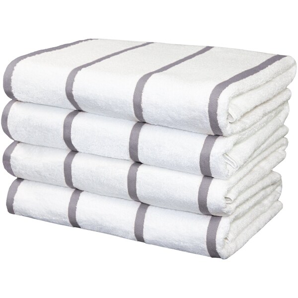 Monarch Brands Las Rayas Towels - Light Grey, 4PK - PNP-BT-HS3060-15LG