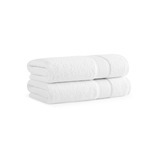 Monarch Brands Aegean Recycled Bath Towels 30in x 60in - Solid, White, 2PK - P-BT-RO-3060-WH