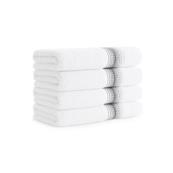 Monarch Brands Turkish Hand Towels, 18in x 32in, Striped , Pewter, 4PK - PNP-HT-STT-1832-5-4-PTR