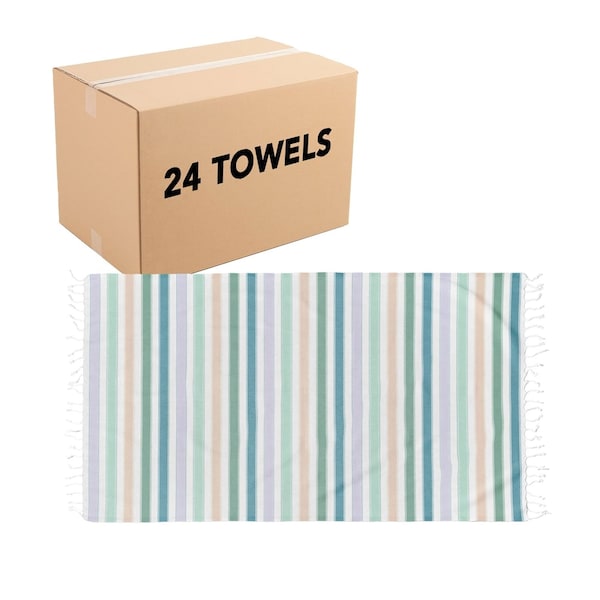 Monarch Brands Sandfree Turkish Beach Towels, Nature, 24PK - SNDFREE-NATURE-CS