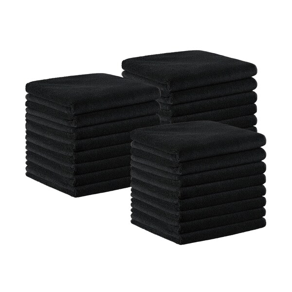 Monarch Brands Terry Microfiber Bleach Salon Towels, Black, 192PK - M915109BK-CS