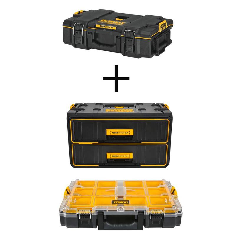 DEWALT TOUGHSYSTEM 2.0 22 in. Small Tool Box, 21.8 in. Tool Box and 10-Compartment Deep Small Parts Organizer - DWST08165W32040