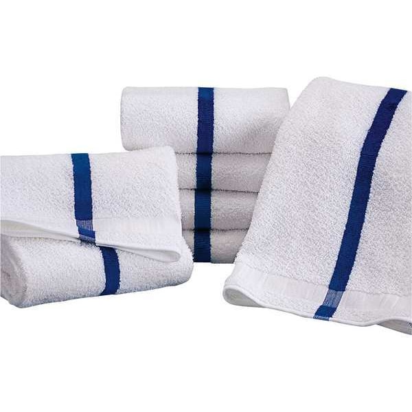 Martex Pool Towel, w/Blue Stripe, 20x40, PK12 - 7133199