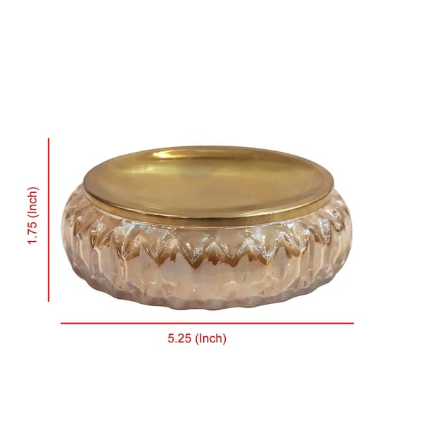 Nusteel Amber Glass With Gold Colored Steel Soap Dish - GLA328C-3