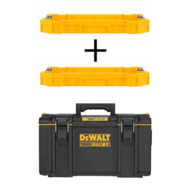 DEWALT TOUGHSYSTEM 2.0 22 in. Shallow Tool Tray (2 Pack) and TOUGHSYSTEM 2.0 22 in. Large Tool Box - DWST08110W08300