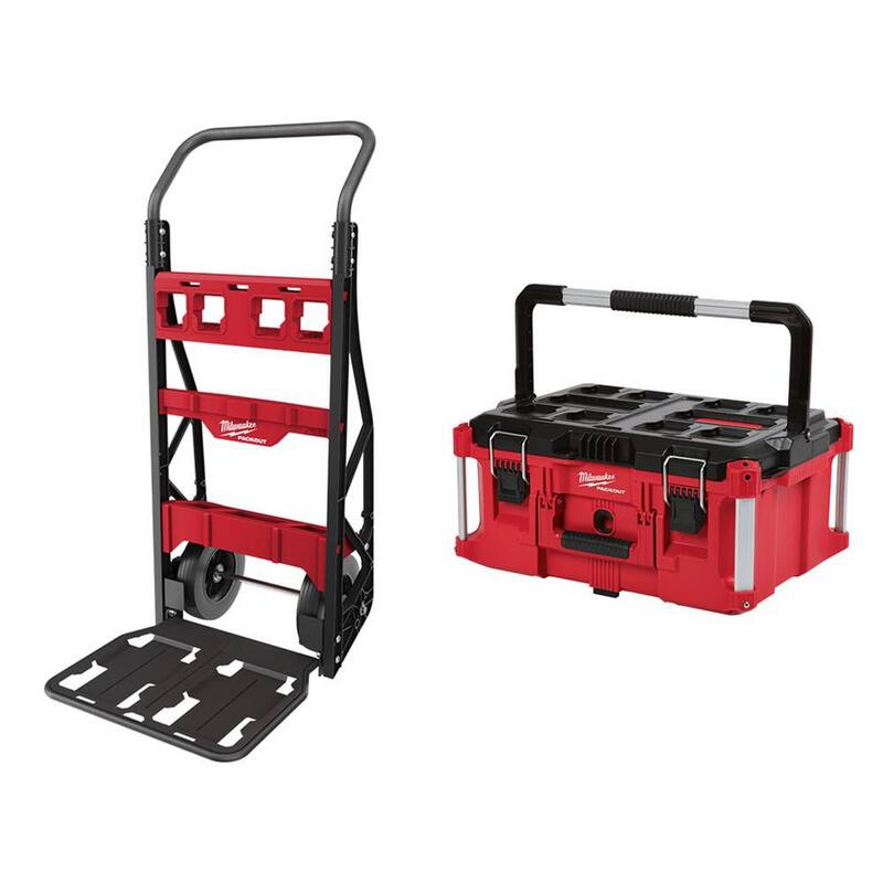 Milwaukee PACKOUT 20 in. 2-Wheel Utility Cart with Large Tool Box (2-Piece) - 48-22-8415-48-22-8425