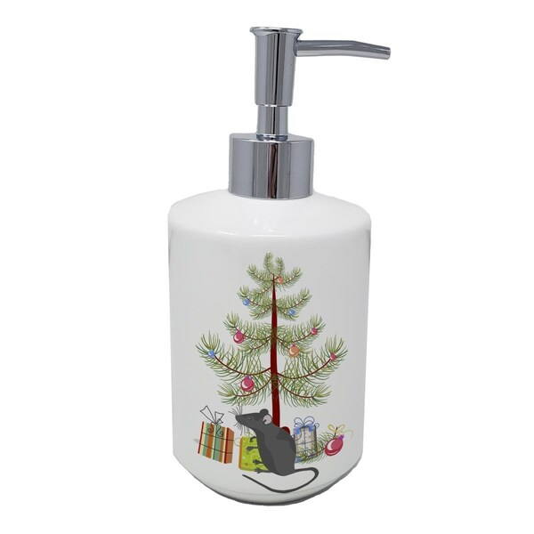 Carolines Treasures 7 x 3.5 in. Satin Mouse Merry Christmas Ceramic Soap Dispenser - CK4464SOAP