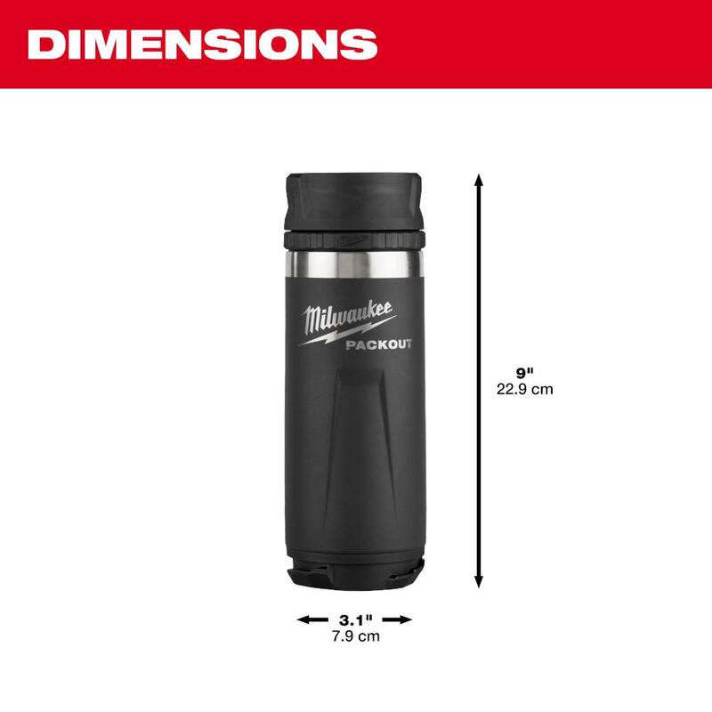 Milwaukee PACKOUT Black 18 Oz. Insulated Bottle with Sip Lid - 48-22-8395B