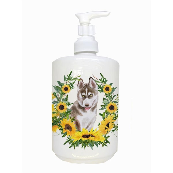 Carolines Treasures Siberian Husky Grey Ceramic Soap Dispenser - CK2888SOAP